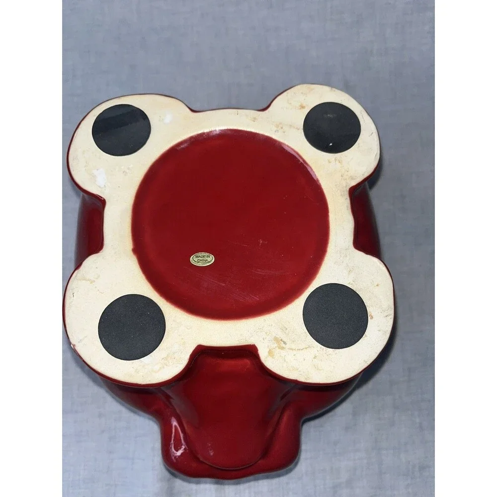 Vintage Red Pig Bowl Planter vase coin  trinket dish Art Pottery